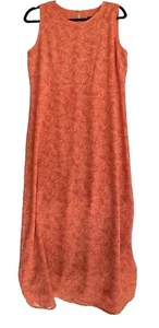 NY & Co Dress Womens Size 8 Orange Floral Maxi Slip Cottagecore Feminine Dainty - Picture 1 of 9