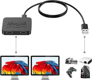 4k HDMI Splitter 1 in 2 Out HDMI Splitter for Dual Monitors Duplicate Mirror Sup - Picture 1 of 2