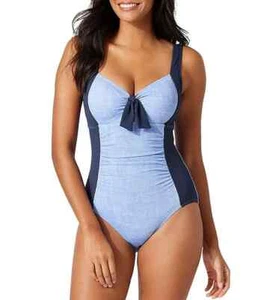 Tommy Bahama X4624 Island Cays One Piece Swimsuit, Blue Monday Heather, 6 - Picture 1 of 4