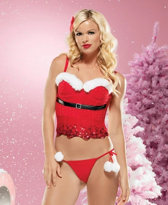 Nuevo Juego de Bustier de Papá Noel con Cinturón y Tanga Leg Avenue 31029 Mediano Foto 1 de 4