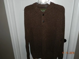 EUC EDDIE BAUER MENS Brown/tan KNIT 100% COTTON SWEATER SIZE L - Picture 1 of 4