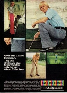 JOHNNY MILLER golfista ~ 1973 Pubblicità di abbigliamento a pagina intera per Sears - Foto 1 di 1