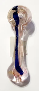 Glass Handpipe Smoking Tobacco 3.5" Left Carb 1.35 oz. Dicro/Pink - Picture 1 of 2