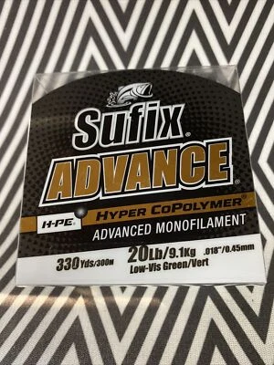 Sufix Advance Lo-Vis Green 20lb Hyper Copolymer Monofilament 330 Yard Mono - Image 1 of 2
