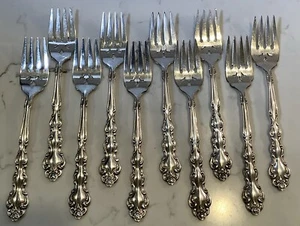 10- ONEIDA COMMUNITY BEETHOVEN SILVERPLATE SALAD FORKS - Picture 1 of 10