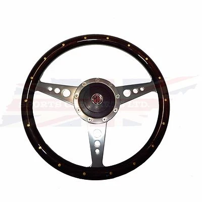 New 14" Wood Steering Wheel & Adaptor for MG Midget MGB 1970-1976   1" Thick Rim - Image 1 of 2