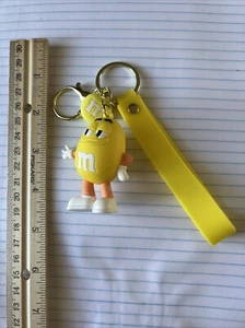 Yellow M & M Rubber & Metal Key Chain New! Fast Shipping! - Picture 1 of 2