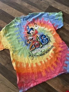 Disney Mickey Mouse T-Shirt Size XL Multicolor Tie Dye Crew Neck Cotton - Picture 1 of 12