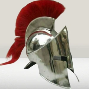 Spartan Helmet, 300 King Leonidas Helmet Great King Chrome Finish with Wooden - Picture 1 of 3