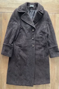 Akris Punto Angora Wool Blend Trench Coat Womens 10 Brown Tweed Jacket *flaws* - Picture 1 of 17
