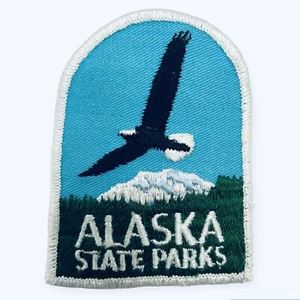 Vintage Alaska State Parks Highway Bald Eagle Denali Vinyl Patch 3.5" x 2.5” - Picture 1 of 8