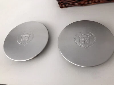 2004 2005 Cadillac Deville aluminum wheel satin finish center caps - Image 1 of 2
