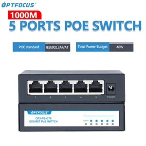OPTFOCUS 48V POE Gigabit Switch 802.3af/at Ethernet Hub with Auto-Sensing - Picture 1 of 14