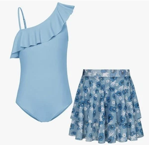 Grace Karin Girls Size 14 Two Piece Set One Piece Swimsuit With Skirt - Picture 1 of 7