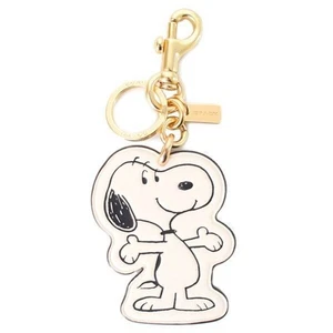 COACH x PEANUTS Snoopy Collaboration Leather Bag Charm Keychain CBG52 New - Picture 1 of 4
