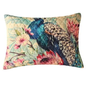 Eden Peacock Quilted Pillow Sham, King 20 W x 36 L, Ecru - Bild 1 von 5