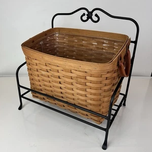 Vintage 2004 Longaberger Wrought Iron Stand Magazine Basket Holder W/ Protector - Picture 1 of 24