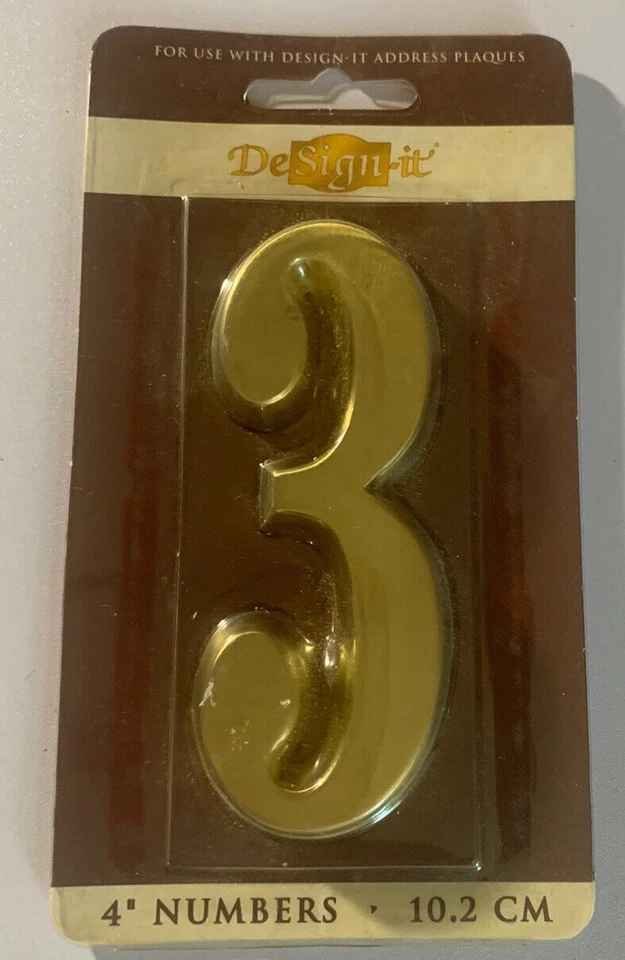 Placas de dirección de calle de latón satinado DeSign-it número "3" (número 3) 4"/10,2 CM Foto 1 de 1
