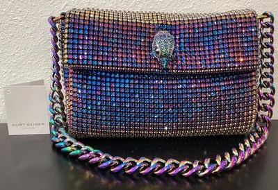 Kurt Geiger Small Iridescent Crystal Party Synthetic Shoulder Bag 8.5" x 6" x 2" - Image 1 of 4