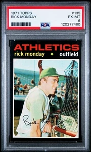 PSA 6 - 1971 Topps #135 Rick Monday Oakland A's - Picture 1 of 2