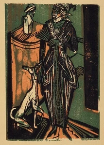Lady with Dog : 1916 : Ernst Ludwig Kirchner : Archival Art Print - Picture 1 of 2