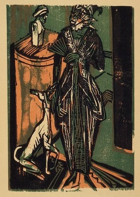 Lady with Dog : 1916 : Ernst Ludwig Kirchner : Archival Art Print - Image 1 of 2