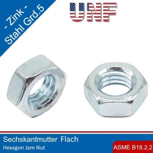 UNF Sechskantmutter Flach ASME B18.2.2 Stahl Grade 5 verzinkt, - Bild 1 von 4