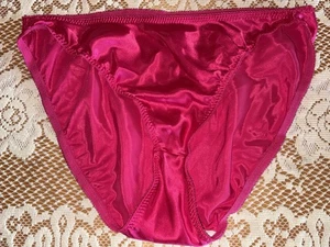 David Warren Fuschia Y2K Vintage XL ? Hochgeschnittenes glänzendes Satin Bikini Höschen Unterwäsche - Bild 1 von 5