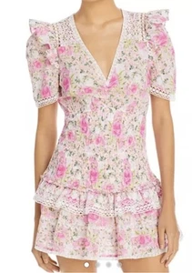 worn once: love shack fancy Rena Cotton Lace Trim Smocked Dress, size small - Picture 1 of 4