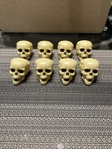 8 Miniature Blow Mold Plastic Skulls 1.5" Halloween Party Decorations Etc - Picture 1 of 3