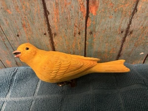 Vintage Yellow Canary Clip Bird Ornament Bisque Ceramic Bird Cage Decor - Picture 1 of 6