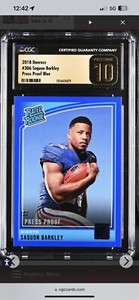 2018 Donruss Press Proof Blue #306 Saquon Barkley RC CGC 10 Black Label Pristine