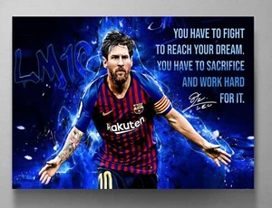 Lionel Messi Motivational Canvas Art Sports Stars Inspirational Wall Art Framed - Picture 1 of 10