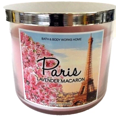 Bath Body Works PARÍS LAVANDA MACARON 3 mechas vela perfumada destinos 2015 Foto 1 de 2