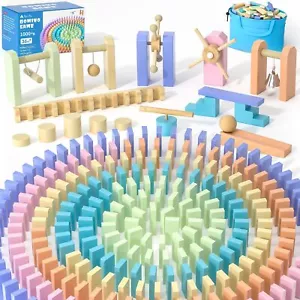 VigorFun 1000+ PCS Dominoes Set for Kids - Wooden Dominos with Extra Blocks a... - Picture 1 of 6