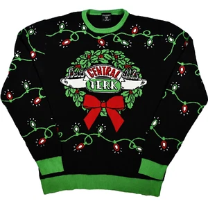 Maglione AMICI Brutto Natale Adulto XL PERK Festivo Divertente Corona Luci - Foto 1 di 10