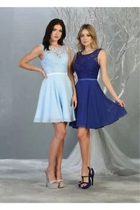 Vestidos de mujer para damas de honor Hoco cuello corto barco sin mangas línea A talla grande - Imagen 1 de 65