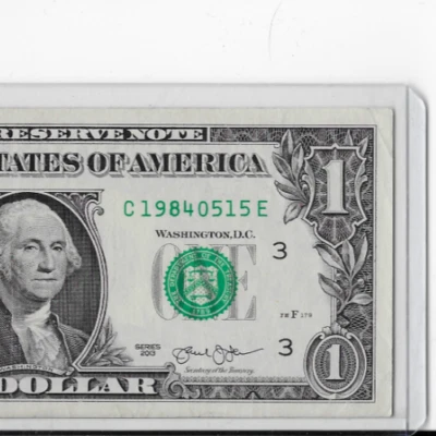 $1 BIRTHDAY NOTE "19840515"; MAY 15, 1984, OVERINK ERROR ON "8" - Image 1 of 3