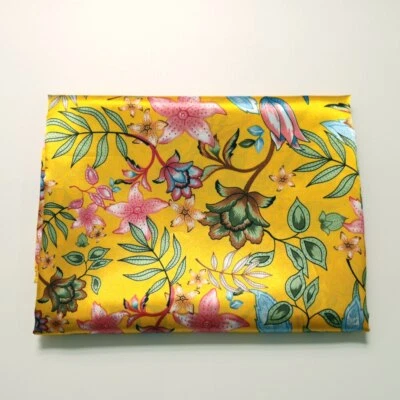 Tecido de cetim vintage por jarda material charmeuse sedoso para cachecol, vestido - Imagem 1 de 4