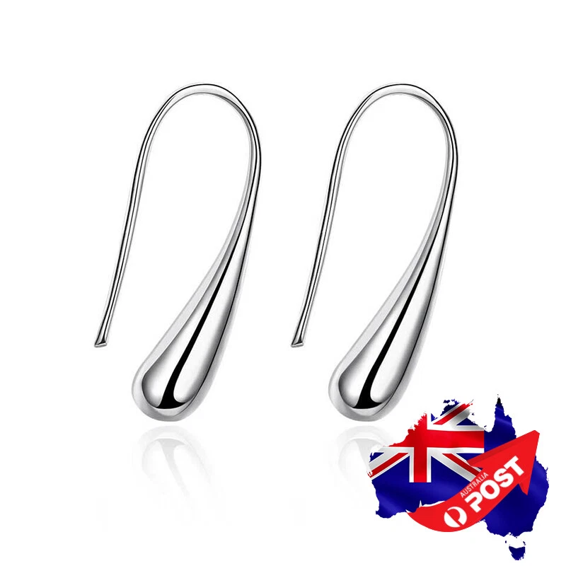 Wholesale 925 Sterling Silver Filled Solid Teardrop Drop Earrings Stunning Gift - image 1 of 4