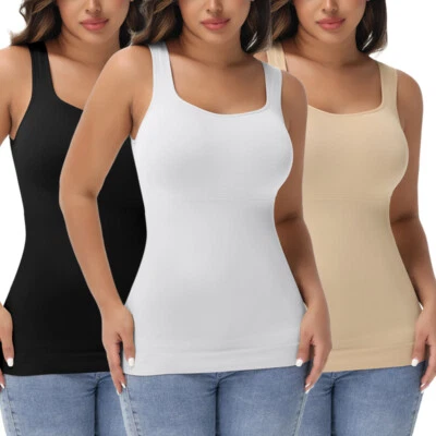 Womens Shaping Camisole Vest Tummy Control Tank Tops Waist Trainer Body Shaper - Image 1 of 4