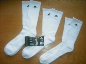 Mens NWT Adidas Crew Socks 3prs BIG & TALL White Cushioned SOFT Sz:XL (12-15)