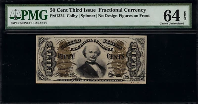 FR-1324 $0.50 Third Issue Fractional Currency - 50 Cents - Graded PMG 64 EPQ - Image 1 of 2