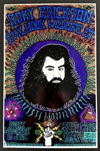 PÓSTER Roky Erickson Evilhook Wildlife ET Artista Brian Salvador Curley Como Nuevo Raro - Imagen 1 de 1