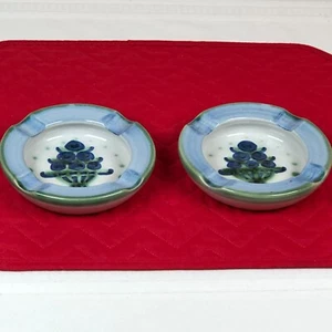 M.A. Hadley Pottery 5” Blueberry Ashtrays Lot 2 Signed - Picture 1 of 7