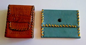 Vinage Hand tooled Leather Mexico Ciggarette Case & Blue Coin Purse - Picture 1 of 5