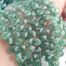 1 Strand Green Strawberry Faceted Briolettes - Pear Shape Briolettes 6mmx8mm-6m