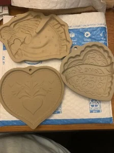 Brown Bag Cookie Art 1987 Hill Design Christmas Angel Clay Mold & 2 Hearts - Picture 1 of 10