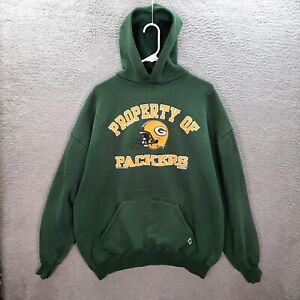 Vintage Green Bay Packers Sweater Adult 2XL XXL Green Hoodie Russell Athletic