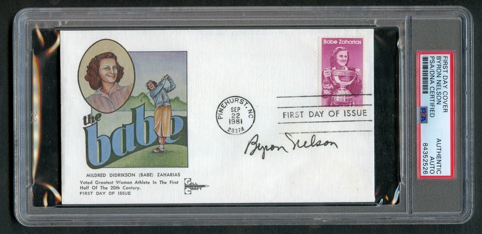 拜伦·尼尔森签名亲笔签名首日封面 FDC 高尔夫传奇 PSA 板 — 第 1/1 张图片